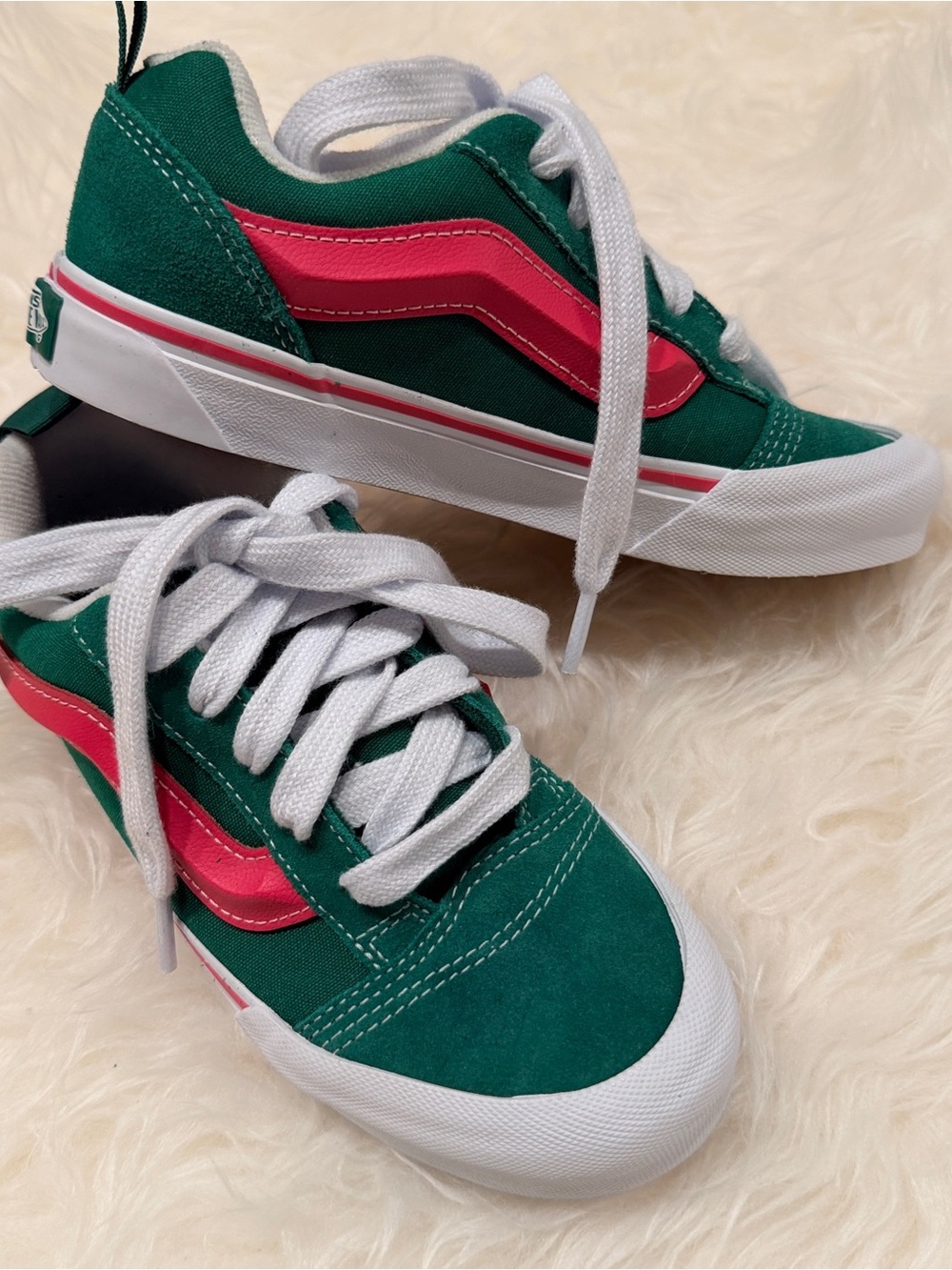 Vans Knu Skool Green Pink Chunky Shoes Youth Kids Size 3 NWOT